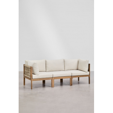 Branson 3-piece Modular Sofa With Armrests In Acacia Wood Acacia Brown - Sklum