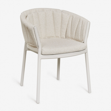 4-piece Garden Chair Set With Armrests In Aluminum And Fabric Roderise Natural Colors Bouclé - Sklum