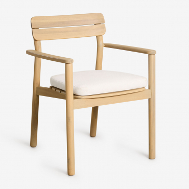 Saira Garden Chair With Armrests In Acacia Wood Light Acacia Brown - Sklum