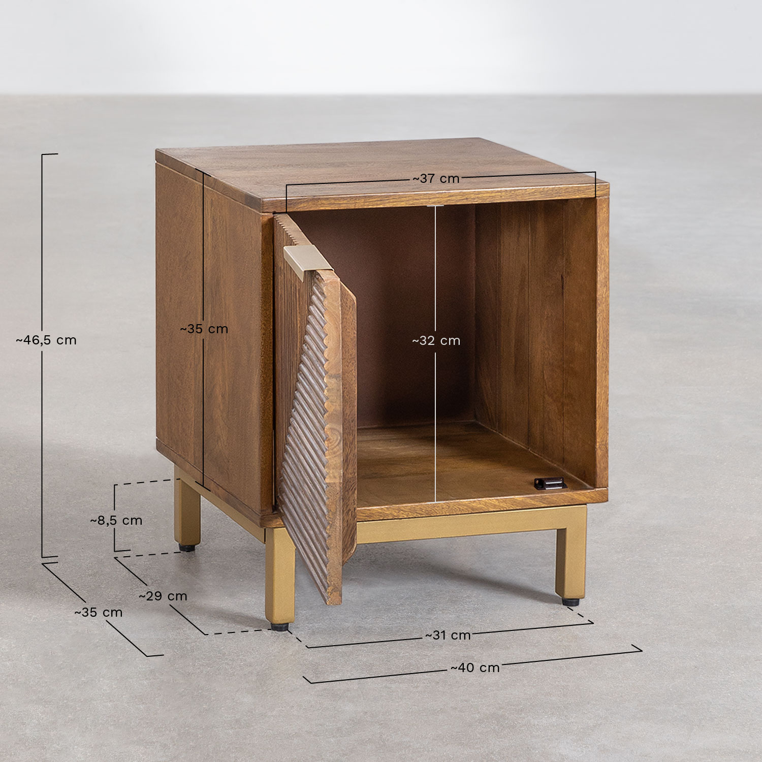 Baty mango wood bedside table set of 2, medidas