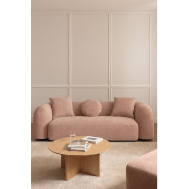 3-seater Sofa In Coco Chenille Chenille Fabric Pink Quartz - Sklum