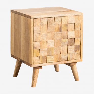Pack Of 2 Rectangular Nightstands 40x35 Cm In Mango Wood Jaralson Mango Wood - Sklum