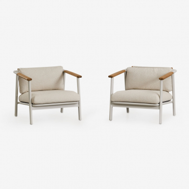 Pack Of 2 Garden Armchairs In Aluminum And Bouclé Fabric Yervin Natural Colors Bouclé - Sklum