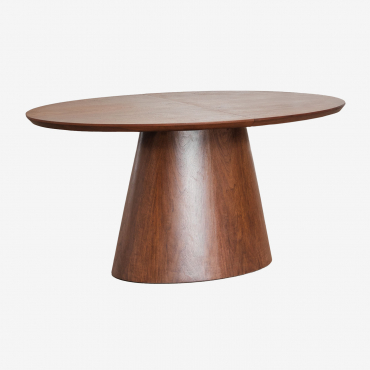 Oval Extendable Dining Table 160-200x100 Cm In Mdf And Veneer Gala Dark Brown Wood - Sklum