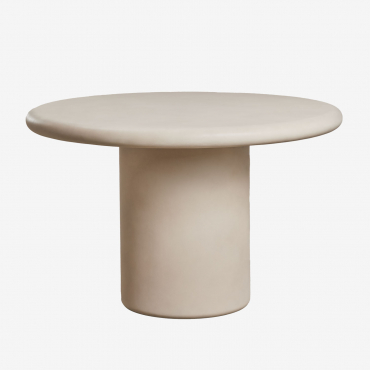 Namara Round Garden Table In Cement Ø120 Cm & Tapioca Beige - Sklum