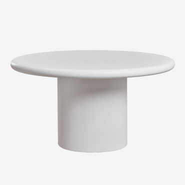 Round Garden Table In Cement Namara White & Ø140 Cm - Sklum