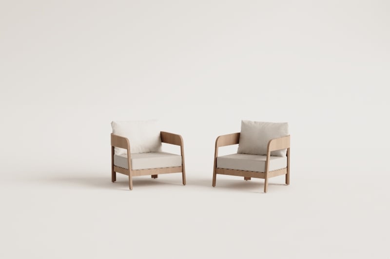 Pack of 2 Uleno acacia wood armchairs