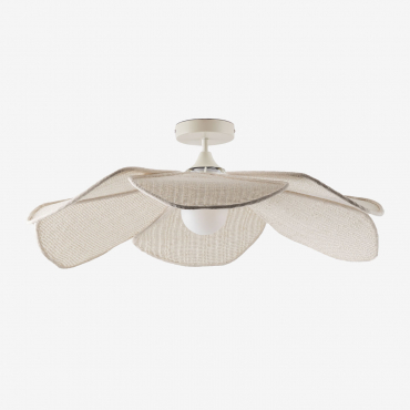 Benavid Ceiling Light Ø75 Cm & Linen And Cotton Beige Cream - Sklum