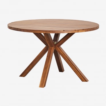 Round Dining Table Ø120 Cm In Naele Wood Acacia Brown & Ø120 Cm - Sklum