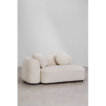 Left Corner Module For 2-seater Modular Sofa In Coco Chenille Thick Chenille Fabric White - Sklum