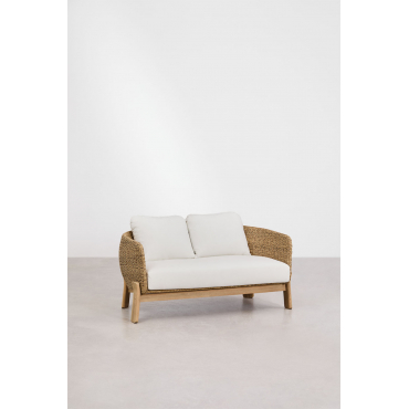 Leilan 2-seater Sofa In Acacia Wood And Synthetic Rattan Light Brown Acacia - Sklum