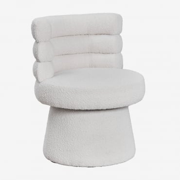 Pack Of 4 Protea Upholstered Swivel Dining Chairs White Bouclé - Sklum