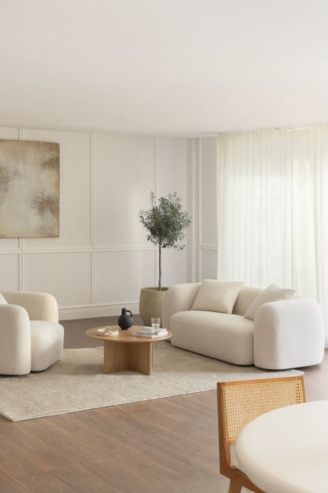 Coco 2-seater chenille sofa - Thick Chenille White