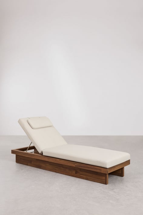 Pack of 2 reclining sun loungers in acacia wood with Dailin cushion