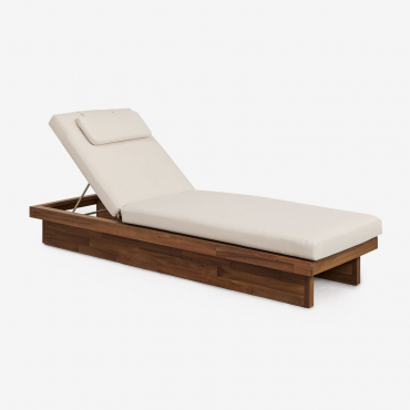 Pack Of 2 Dailin Acacia Wood Reclining Loungers Acacia Brown - Sklum