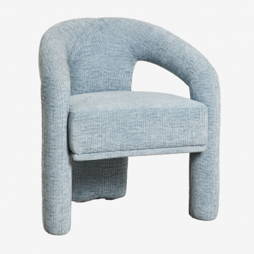 Greca Upholstered Armchair Sky Blue Chenille - Sklum