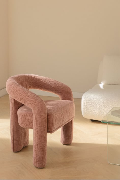 Greca upholstered armchair - Chenille Red Sienna