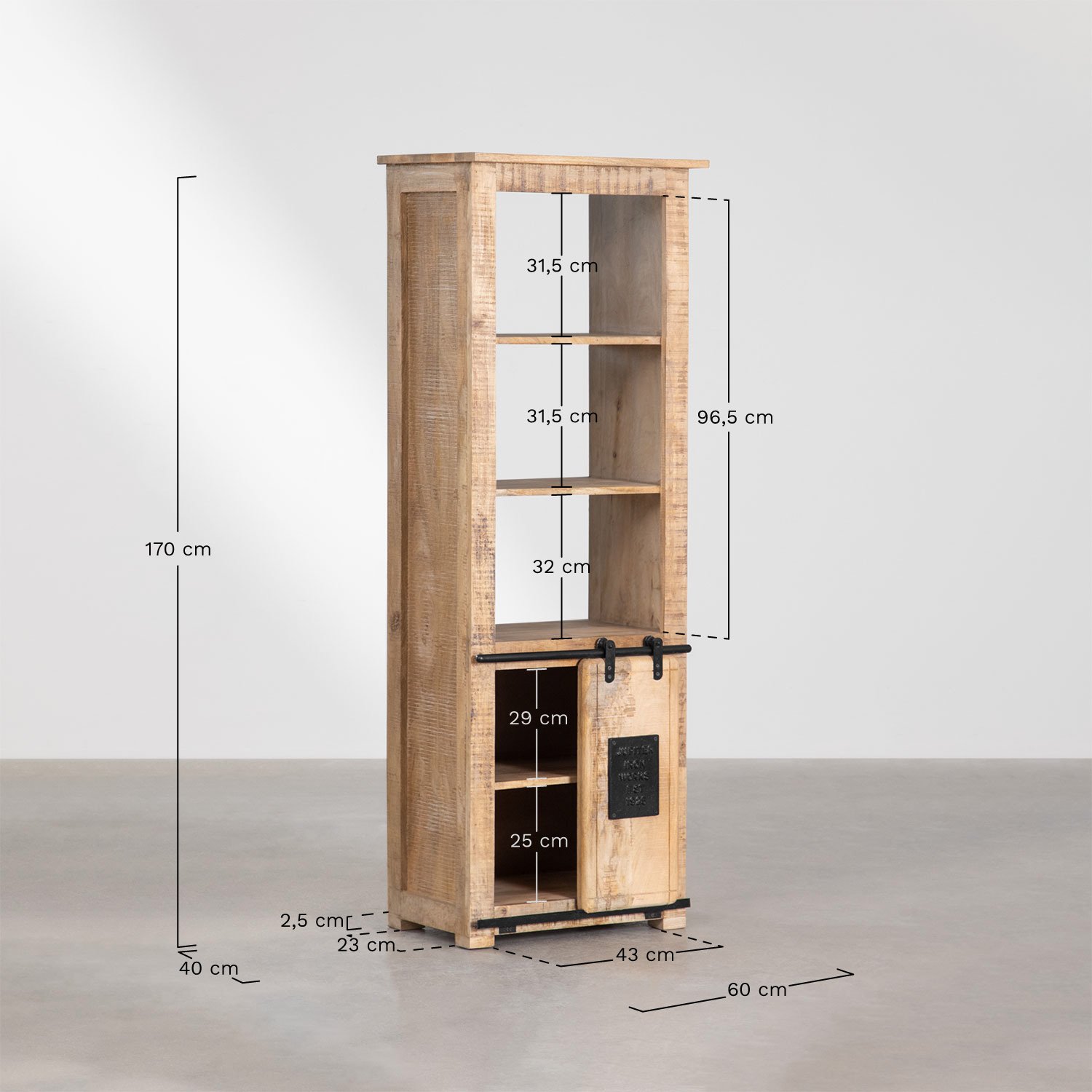 Uain mango wood bookcase  , medidas