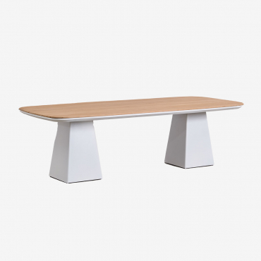 Garden Table In Aluminum And Teak Wood Inkeri Teak Wood & 260 X 110 Cm - Sklum
