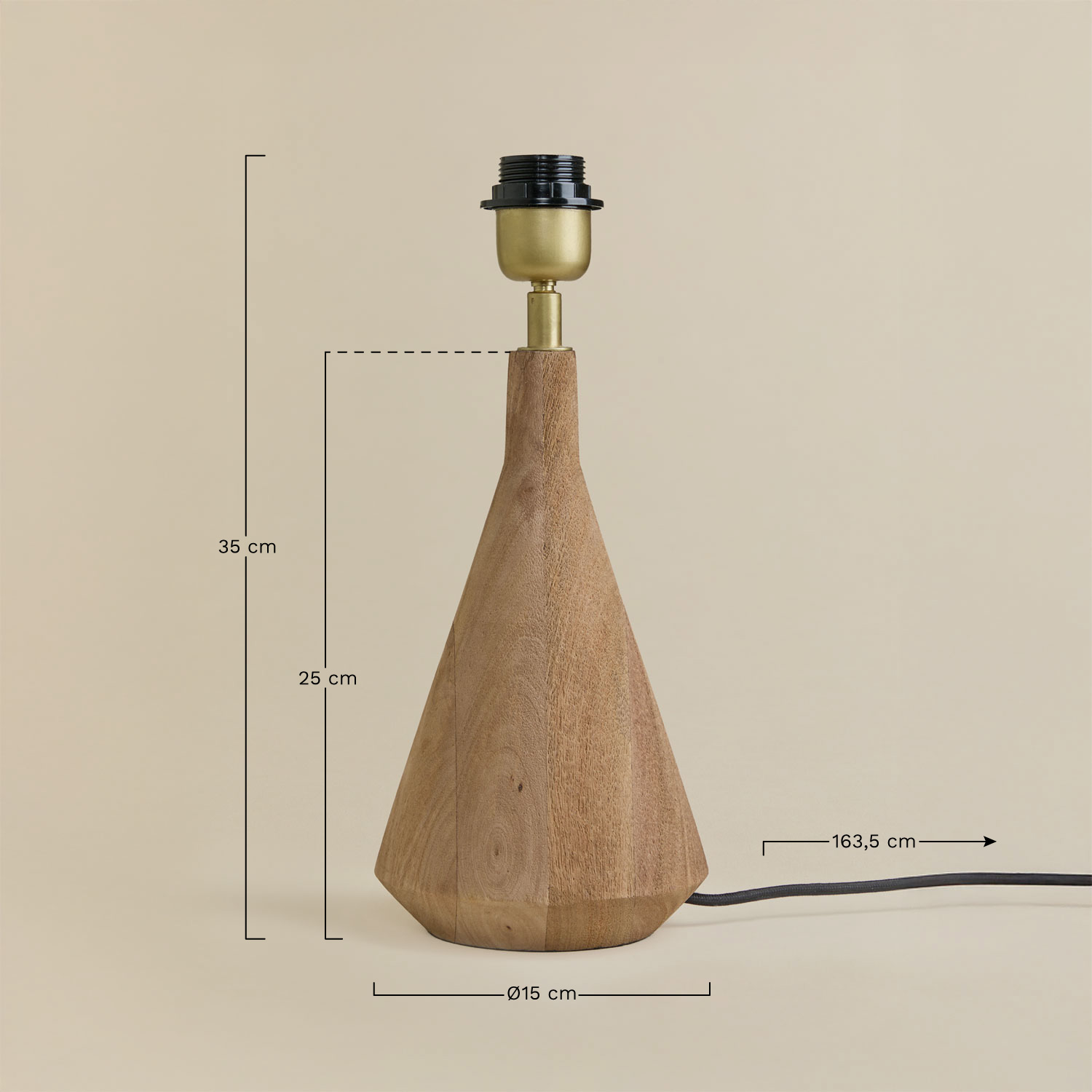 Table lamp base ↑25 cm in mango wood Alabama, medidas