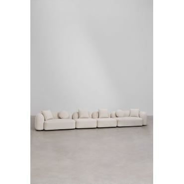 4-piece Modular Sofa In Coco Chenille Thick Chenille Fabric White - Sklum