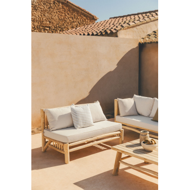 2 Seater Garden Sofa Without Armrests In Teak Wood Narel Brown Natural Wood - Sklum