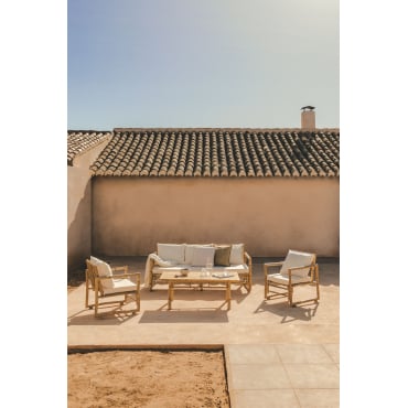 Livayna Bamboo Garden Set With 3-seater Sofa, 2 Armchairs And Coffee Table Bamboo - Sklum