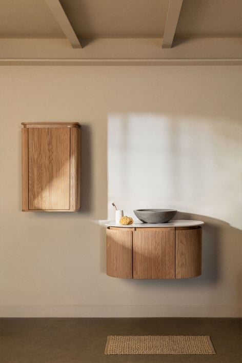 Suspended bathroom furniture set 90x50 cm in Carsone wood - Natural Wood
