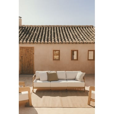 Uleno 3-seater Garden Sofa In Acacia Wood Light Brown Acacia - Sklum