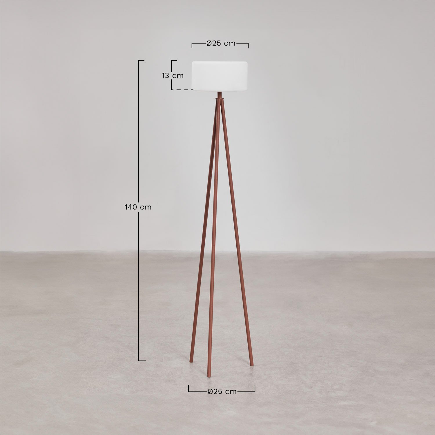 Wireless LED floor lamp in steel Mezina, medidas