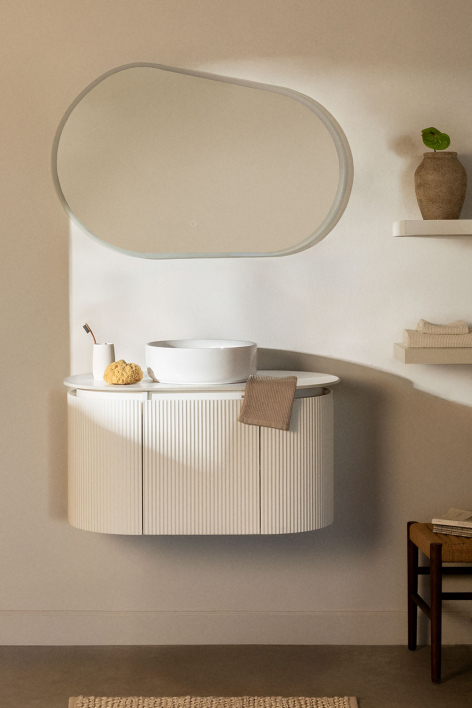 Carsone suspended wooden bathroom furniture set - White