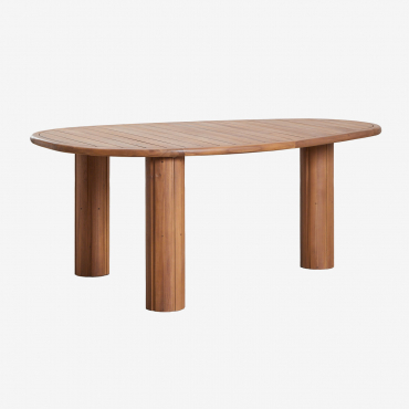 Ginara Oval Acacia Wood Garden Table Acacia Brown & ↔︎ 190 Cm - Sklum