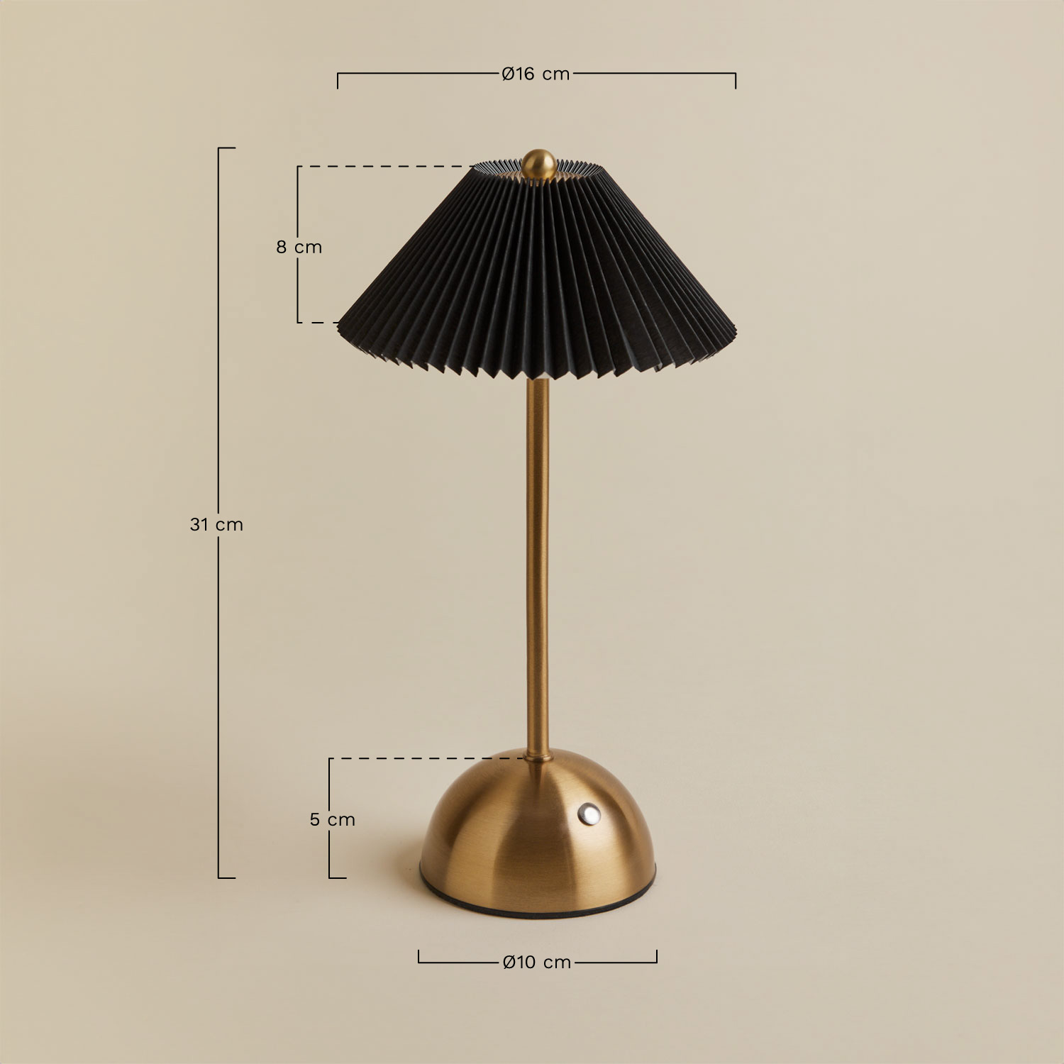 Wireless LED outdoor table lamp in iron Berila, medidas