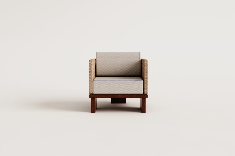 Famara rattan and acacia wood armchair