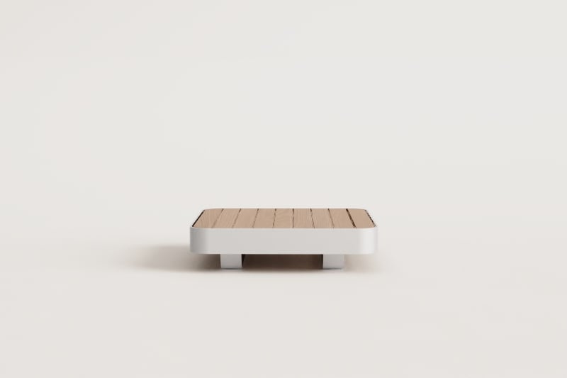 Square coffee table 90x90 cm in aluminum and teak wood Yarilo