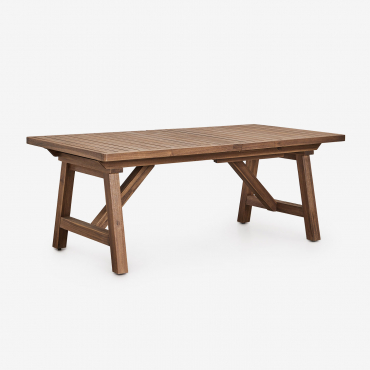 Rectangular Dining Table 200-260-320x100 Cm Extendable In Dubai Acacia Wood Dark Acacia Brown - Sklum