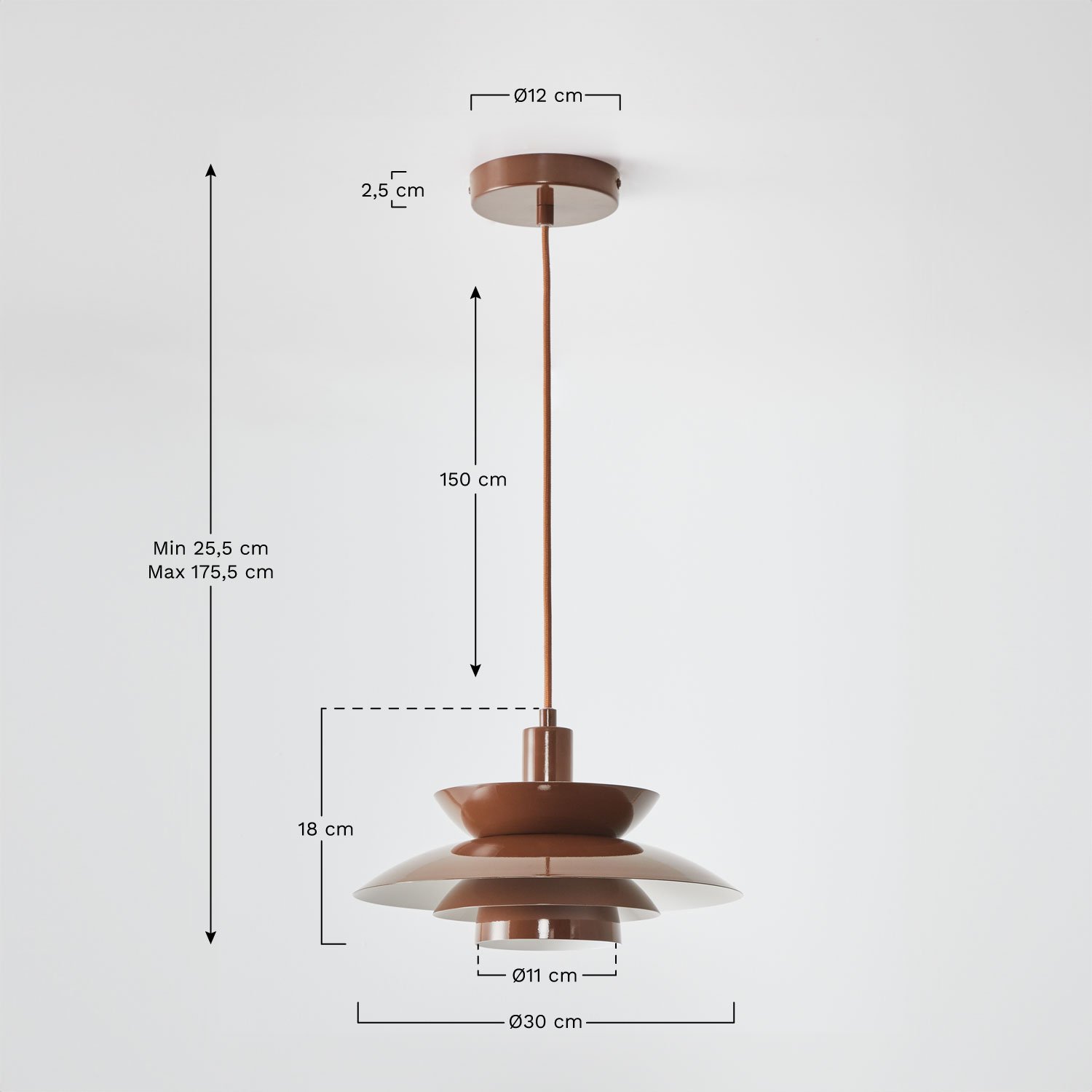 Alicia hanging ceiling lamp in iron, medidas