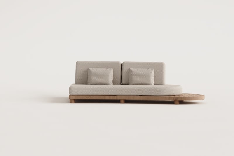 2-seater right sofa in acacia wood Jerome