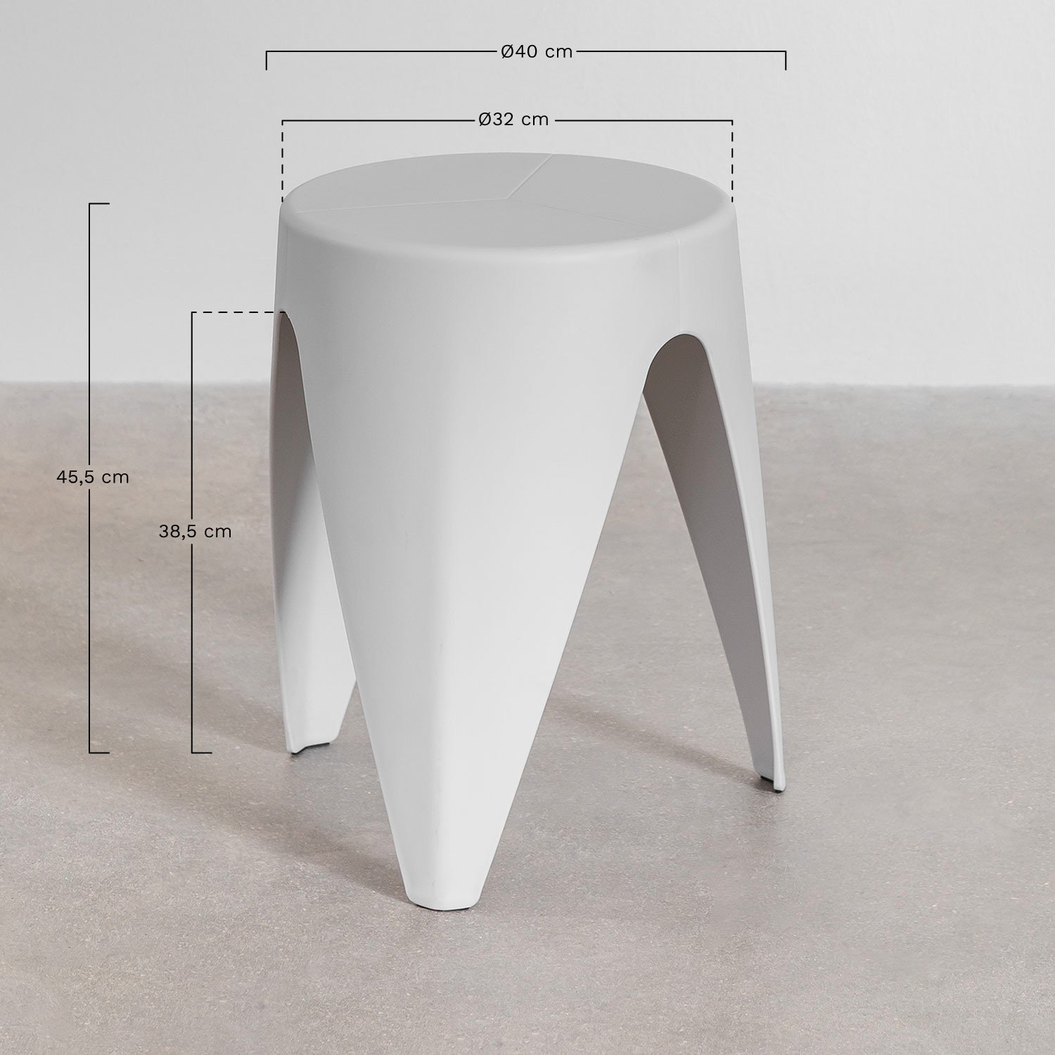 Round side table Ø40 cm in polypropylene Siurana, medidas