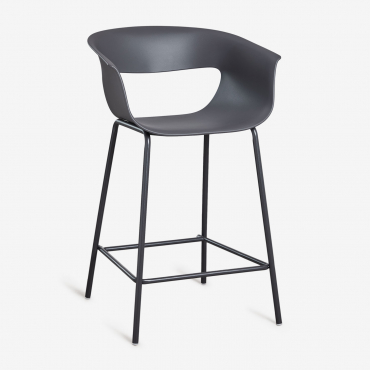Pack Of 2 High Garden Stools In Polypropylene And Steel Alanys Grey Graphite & ↑65 Cm - Sklum