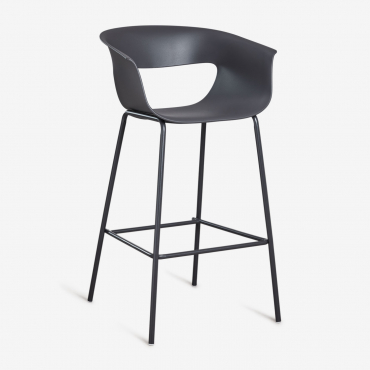 Alanys High Stool In Polypropylene And Steel Grey Graphite & ↑75 Cm - Sklum