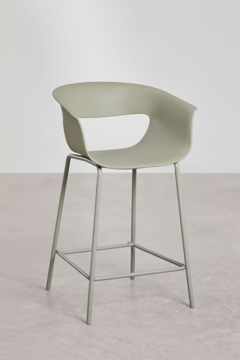 2-Pack high stools 65 cm in polypropylene and sage green steel Alanys