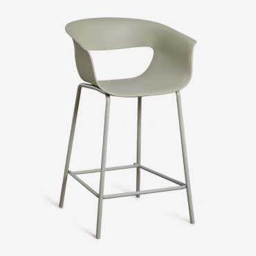 Pack Of 2 High Stools In Polypropylene And Steel Alanys Green Sage & ↑65 Cm - Sklum