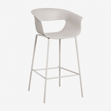 Pack Of 4 High Stools In Polypropylene And Steel Alanys Greyish White & ↑75 Cm - Sklum