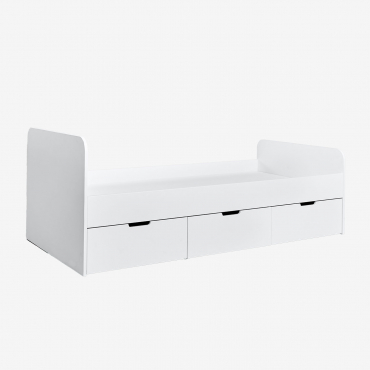 Janete Bed For 90 Cm Mattress White & Bed With Storage & 90 X 190 Cm - Sklum
