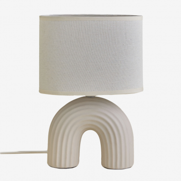 Soliva 30cm Ceramic And Linen Table Lamp Beige Cream - Sklum