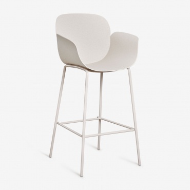 Lynette High Garden Stool In Polypropylene And Steel White Stone & ↑75 Cm - Sklum
