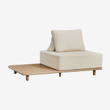 Portet Acacia Armchair With Side Table Gardenia White - Sklum