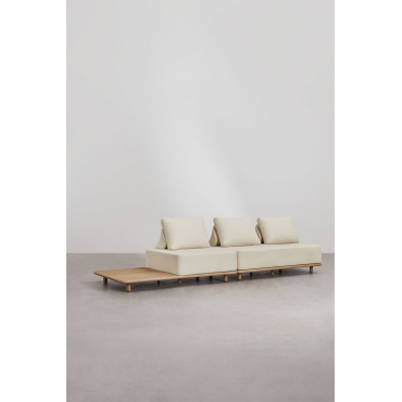 Portet Acacia 2-piece Modular Chaise Longue Sofa With Side Table Gardenia White - Sklum