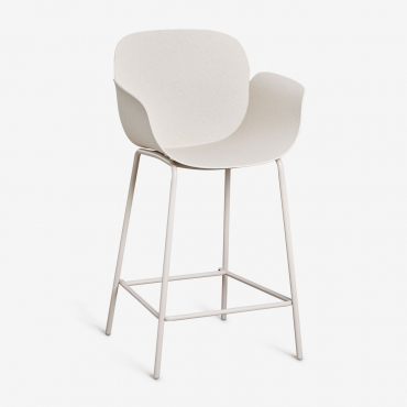 Pack Of 2 Lynette High Garden Stools In Polypropylene And Iron White Stone & ↑65 Cm - Sklum